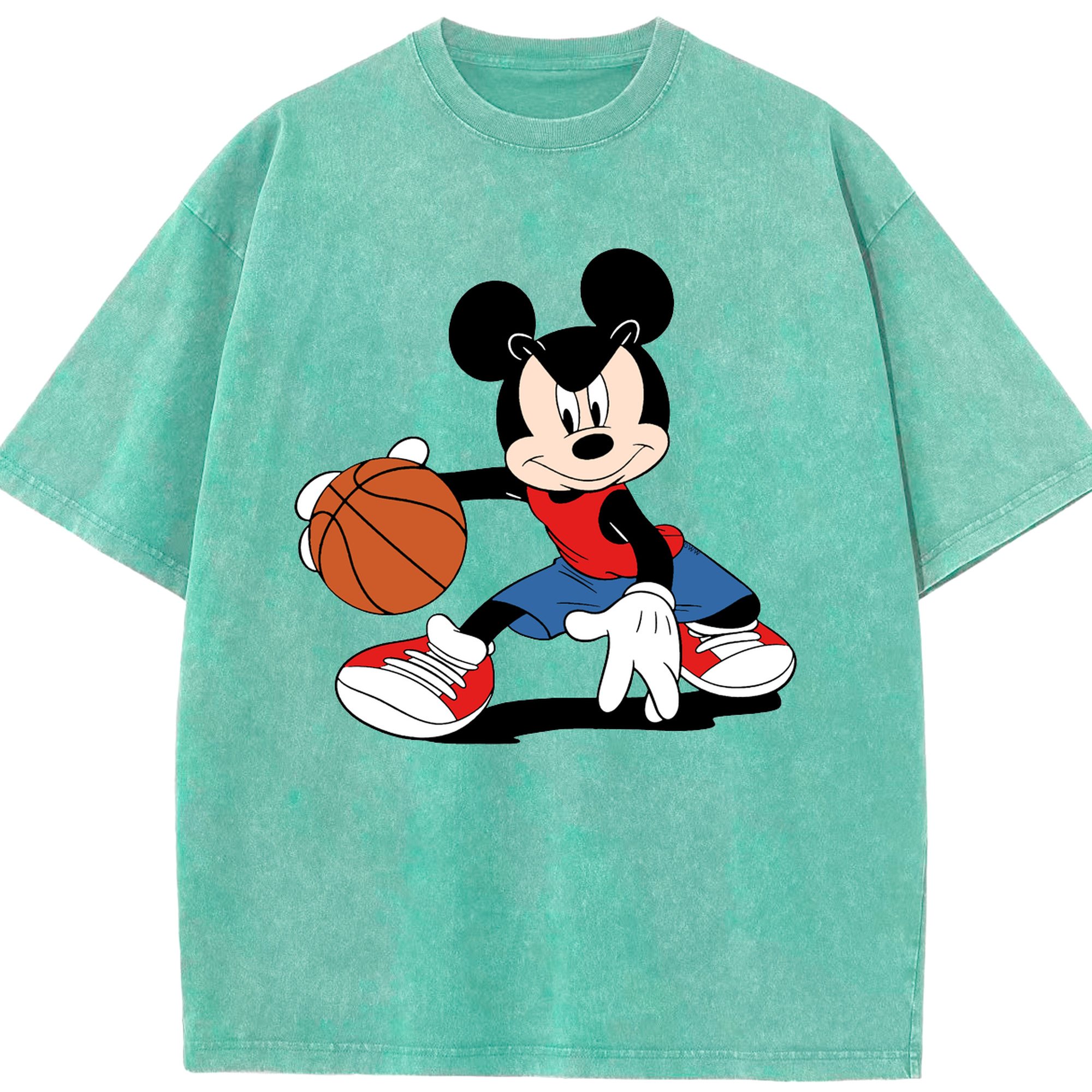（画像用） ミッキーマウス Mickey Mouse 綿100% ヴィンテージ風 半袖Tシャツ（フロントプリント）
